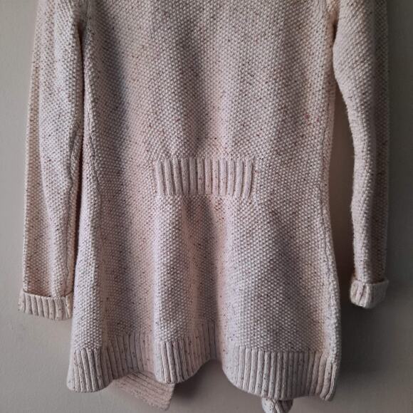 L.L. Bean Oatmeal Color Speckled Chunky Longline Open Cardigan Collar - Size XS - Picture 10 of 13